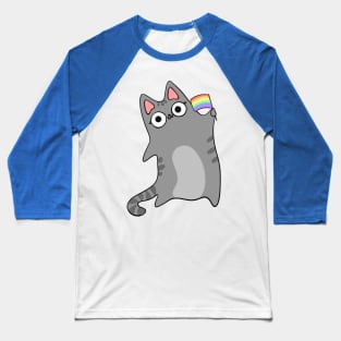 Pride Flag Gray Tabby Cat Pride Month Celebration Rainbow Flag Baseball T-Shirt